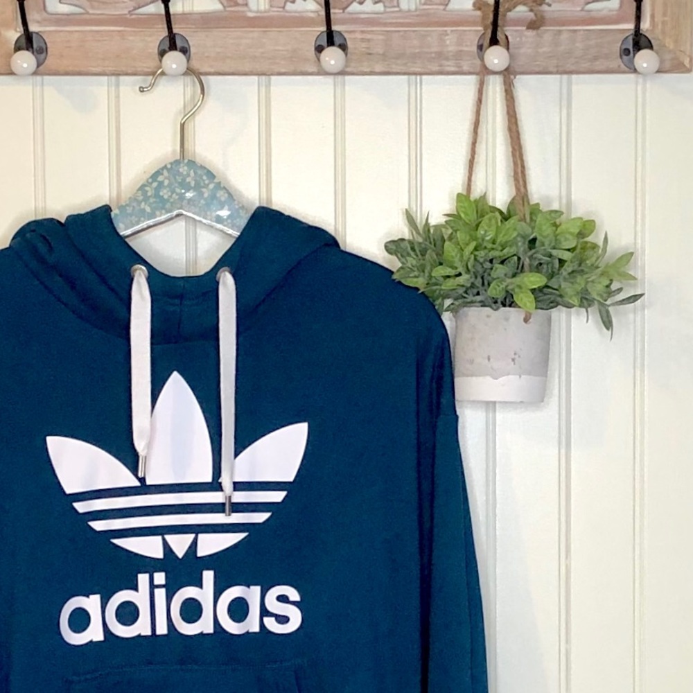 Adidas Teal Hoodie Trefoil Logo Small S